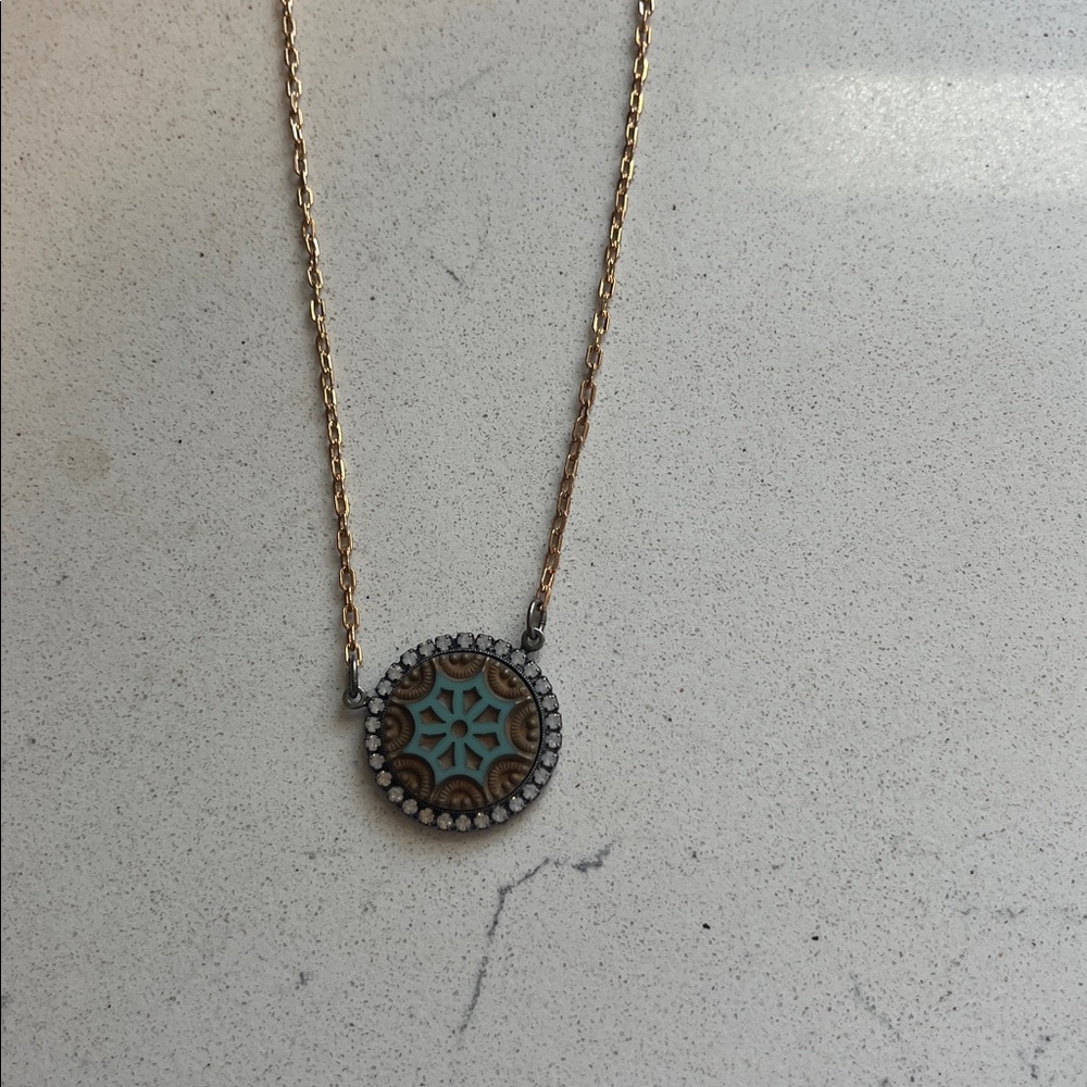 Sabika Gold and Turquoise Pendant Necklace